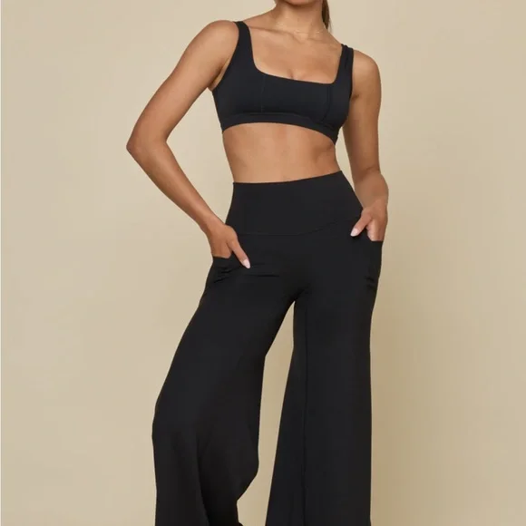 POPFLEX SUPERSCULPT WIDE LEGGINGS MEDIUM 31inseam Black Wide-Leg Pants - Picture 2 of 6